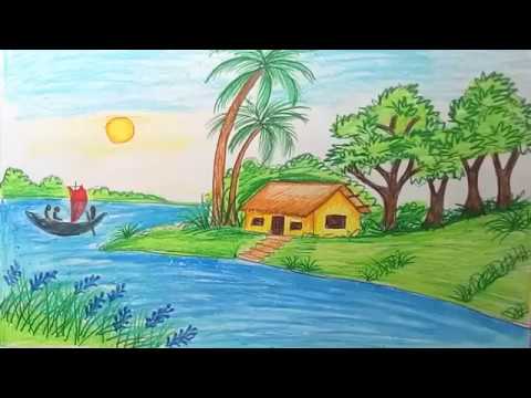 رسم منظر طبيعي سهل للاطفال - رسومات بسيطة للصغار 687 4