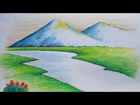 رسم منظر طبيعي سهل للاطفال - رسومات بسيطة للصغار 687 8