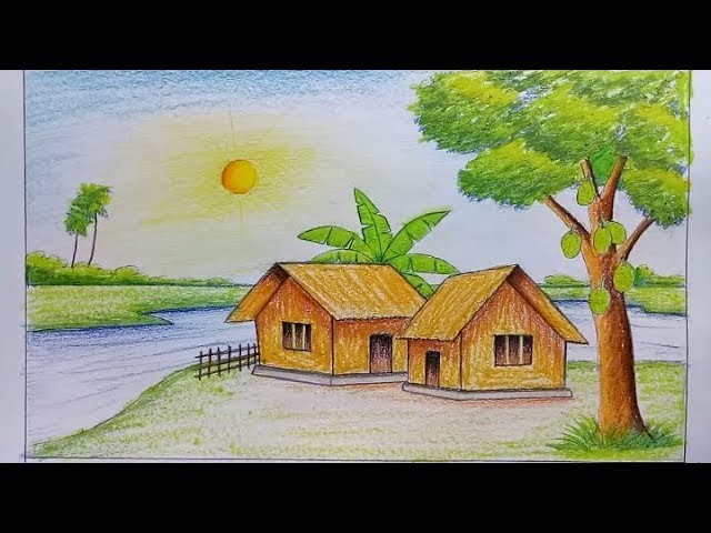 رسم منظر طبيعي سهل للاطفال - رسومات بسيطة للصغار 687 11