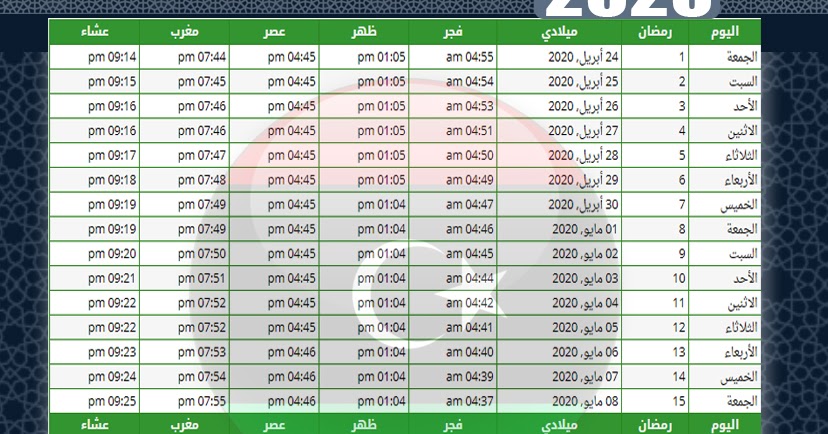 لمعرفة مواعيد الصيام من هنا - امساكية رمضان 2019 ليبيا 1442 5