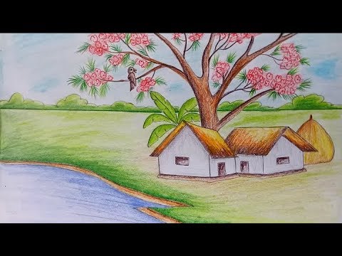 رسم منظر طبيعي سهل للاطفال - رسومات بسيطة للصغار 687 5