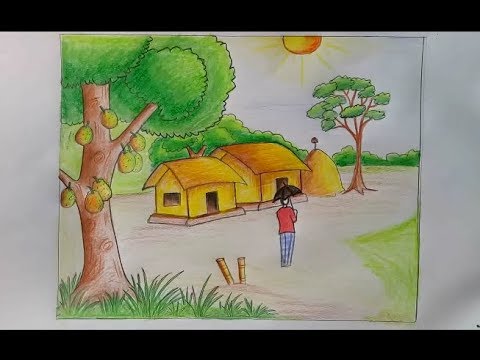 رسم منظر طبيعي سهل للاطفال - رسومات بسيطة للصغار 687 12