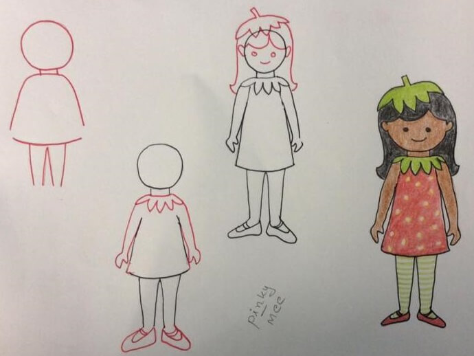 رسومات بسيطة , تعليم رسم البنات بالخطوات المميز